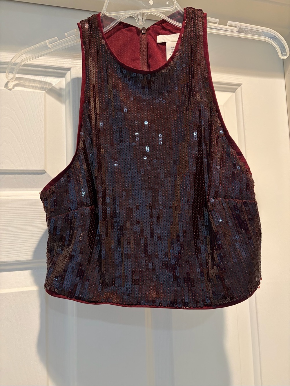 H&M Burgundy Sequin Cropped Tank Top